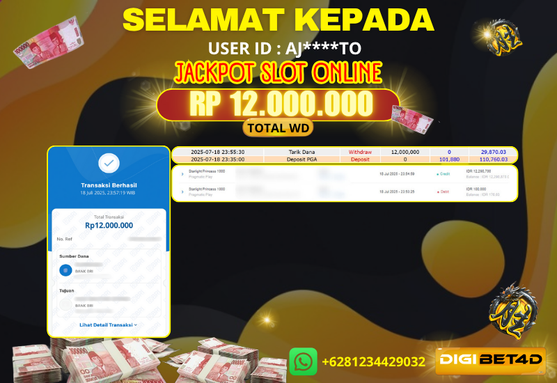 JACKPOT KEMENANGAN SLOT PRAGMATIC “ STARLIGHT PRINCES 1000 ” 12 JT