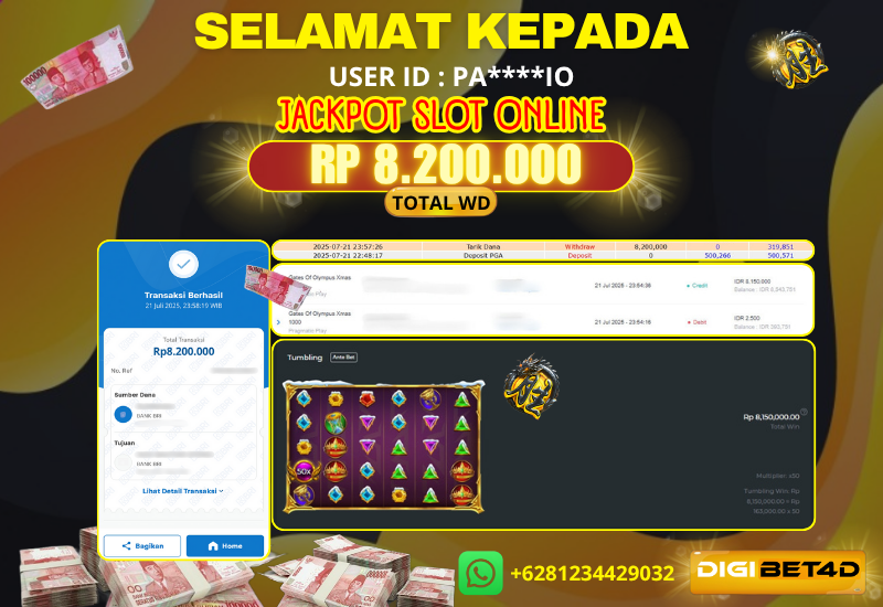 JACKPOT KEMENANGAN SLOT PRAGMATIC “ GATES OF OLYMPUS XMAS 1000 ” 8 JTAN